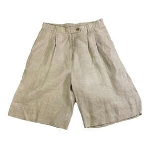 Tami vintage beige high waisted 11” inseam linen shorts 14